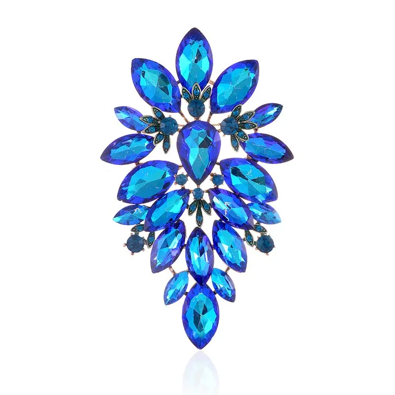LARGE GOLD BROOCH BLUE STONES ( 1493 HT ) made by Oh My Jewelry