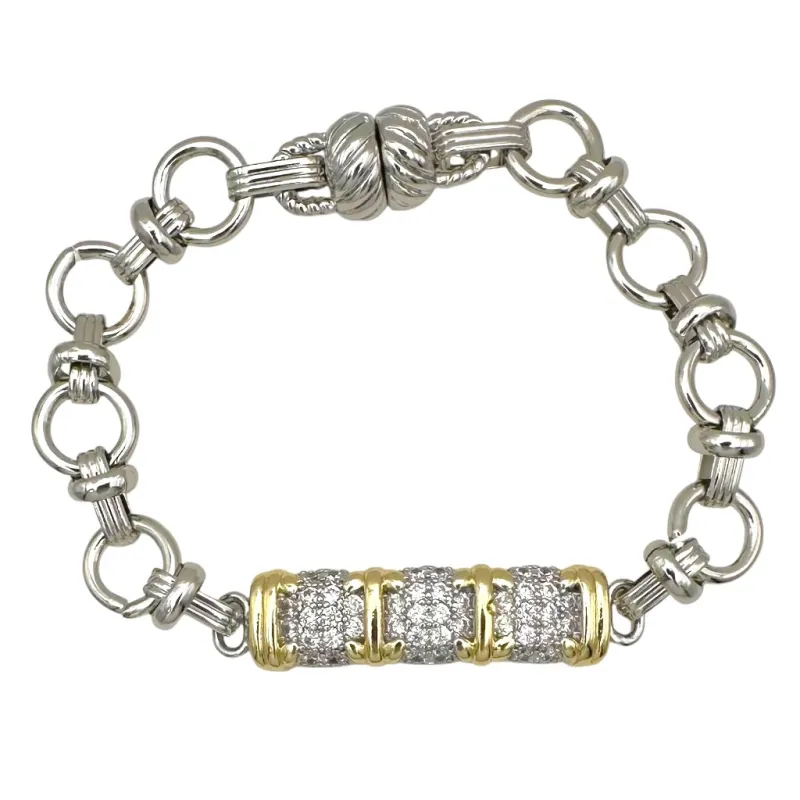 14K GOLD PLATED BRACELET CLEAR CZ STONES ( 1717 B ) made by Oh My Jewelry