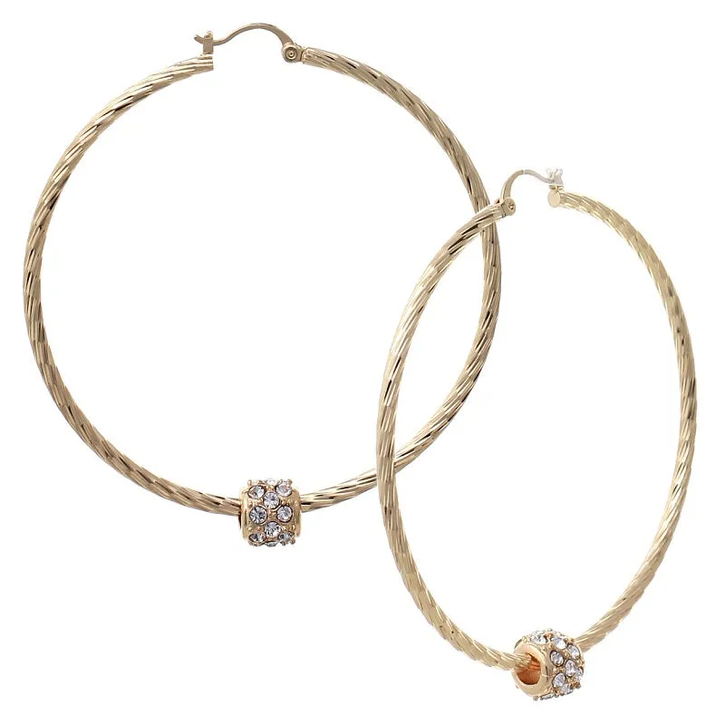 GOLD HOOP EARRINGS CLEAR STONES ( 0042 65 CRG ) sold by Oh My Jewelry