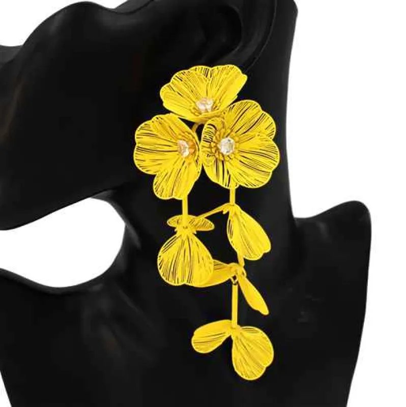 YELLOW FLOWER FASHION EARRINGS ( 1067 YEL ) sold by Oh My Jewelry