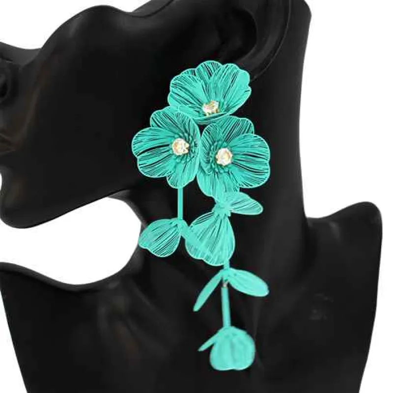 MINT GREEN FLOWER FASHION EARRINGS ( 1067 MT ) made by Oh My Jewelry