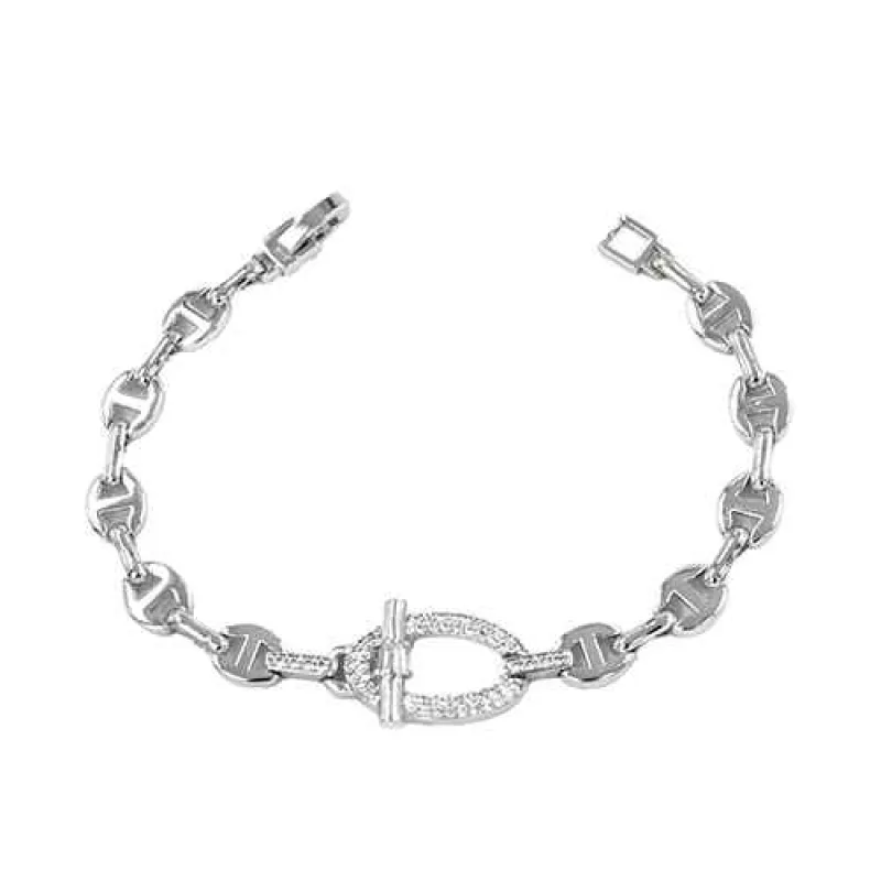 SILVER BRACELET CLEAR STONES ( 2295 RD ) made by Oh My Jewelry