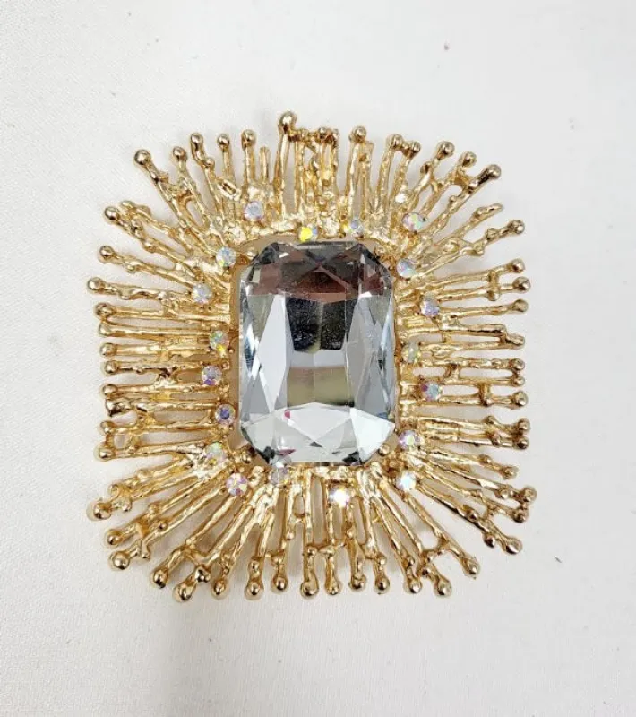 GOLD BROOCH CLEAR STONE ( 10013 GCL ) sold by Oh My Jewelry