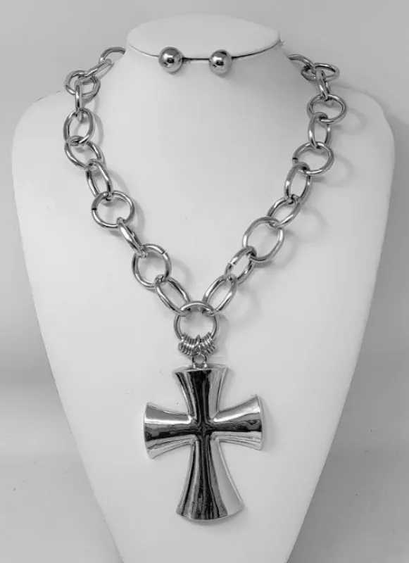 SILVER CROSS NECKLACE ( 11141 S ) sold by Oh My Jewelry