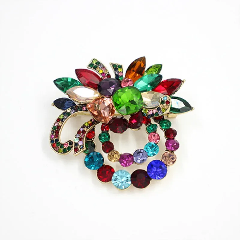 GOLD BROOCH MULTI COLOR STONES ( 2008 MLT ) made by Oh My Jewelry