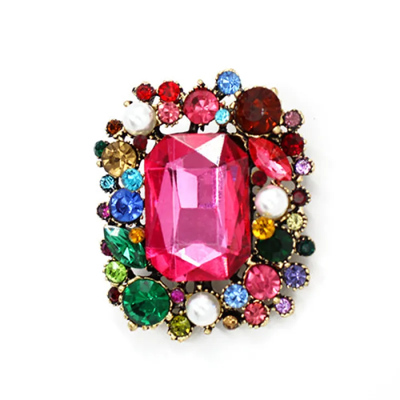 MULTI COLOR STONES BROOCH ( 2001 MLT ) sold by Oh My Jewelry
