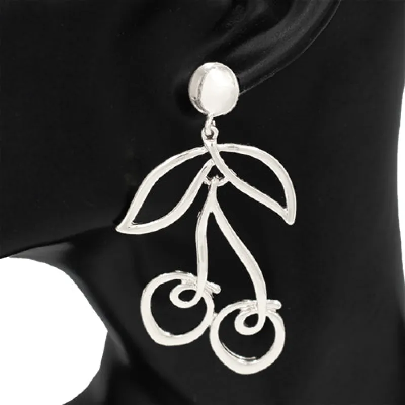 SILVER CHERRY EARRINGS ( 5351 RD ) made by Oh My Jewelry