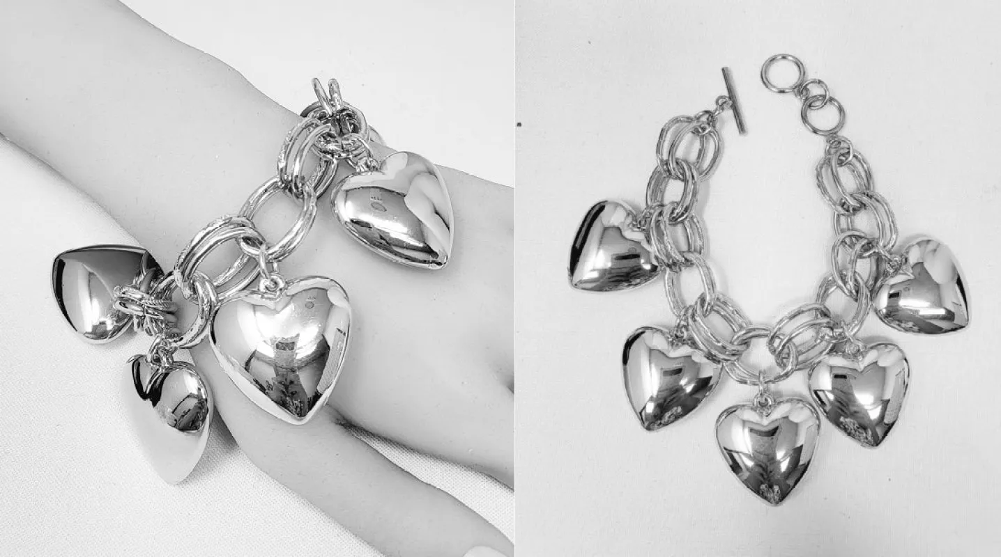 SILVER HEART BRACELET ( 10828 R ) made by Oh My Jewelry