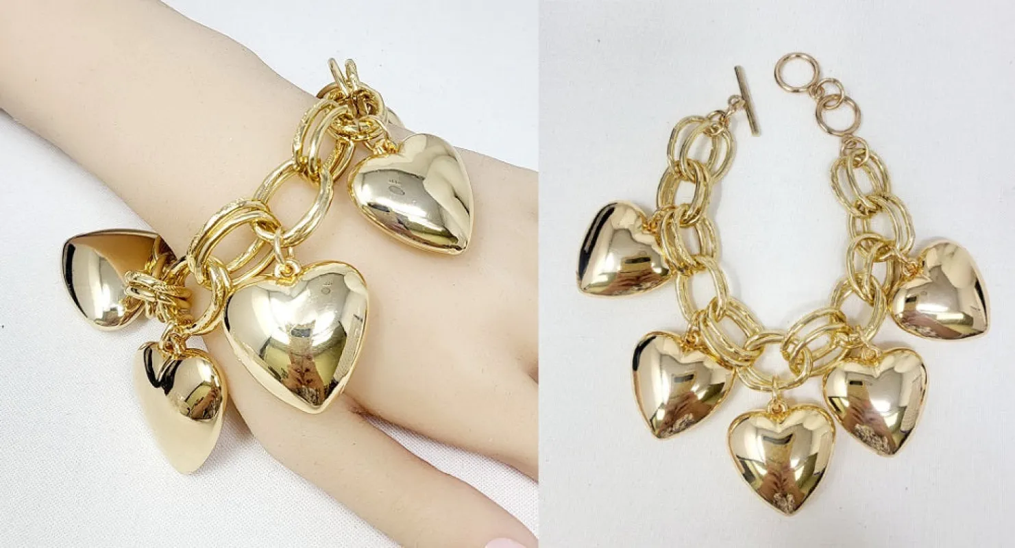 GOLD HEART BRACELET ( 10828 G ) made by Oh My Jewelry