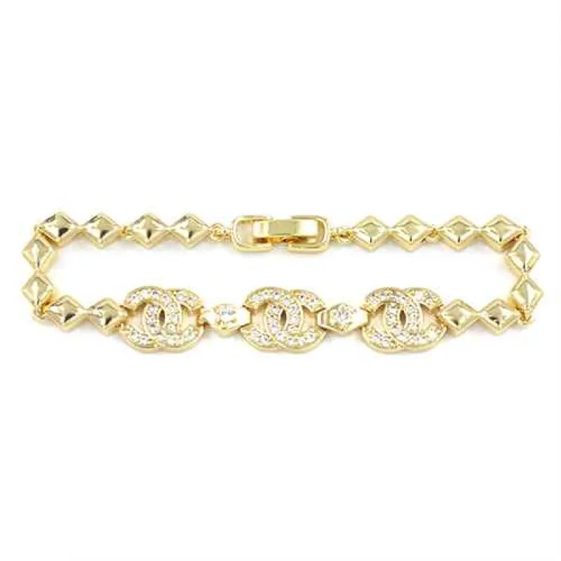 GOLD BRACELET CLEAR STONES ( 2250 GD ) made by Oh My Jewelry