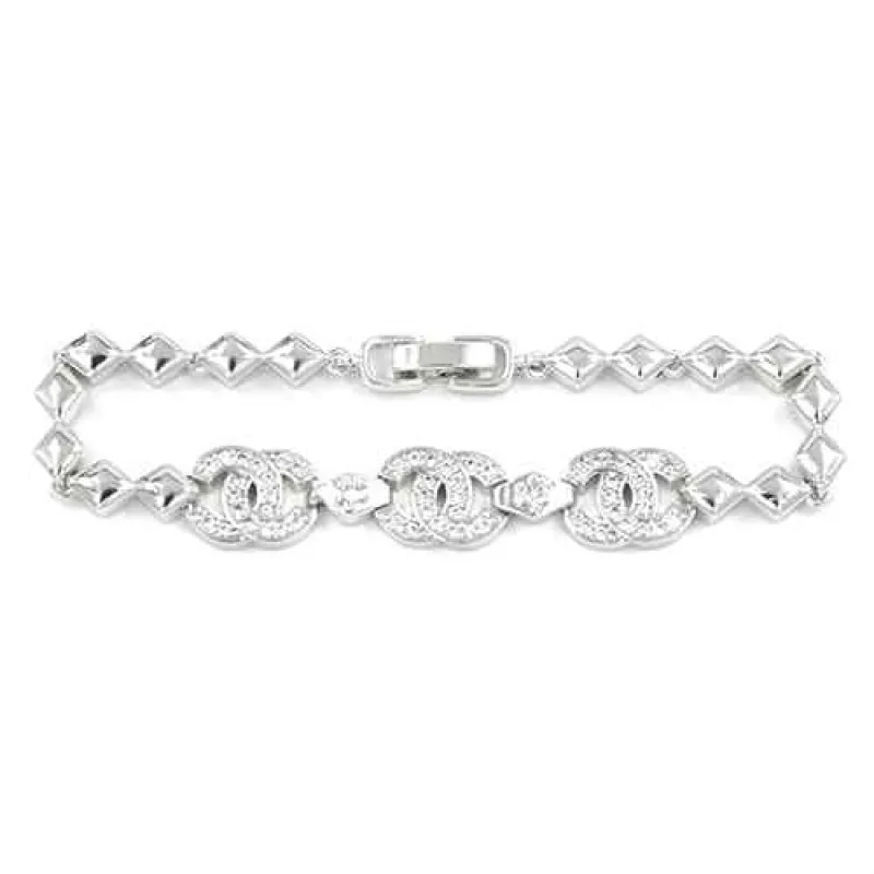 SILVER BRACELET CLEAR STONES ( 2250 RD ) made by Oh My Jewelry