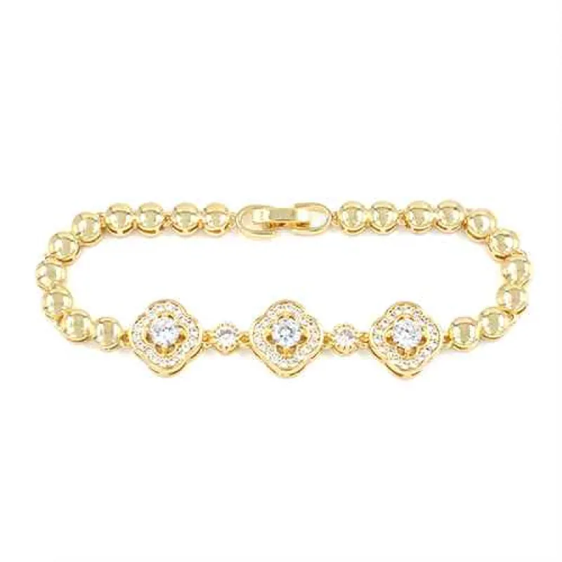 GOLD BRACELET CLEAR STONES ( 2247 GD ) made by Oh My Jewelry