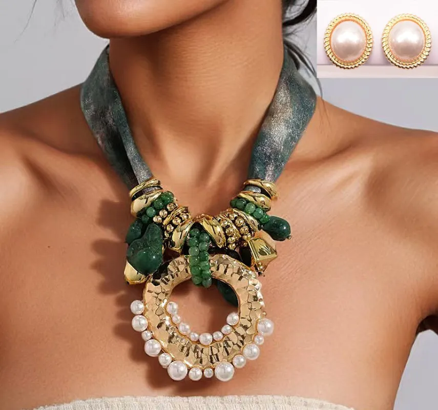 GREEN GOLD NECKLACE SET ( 1605 GR ) made by Oh My Jewelry