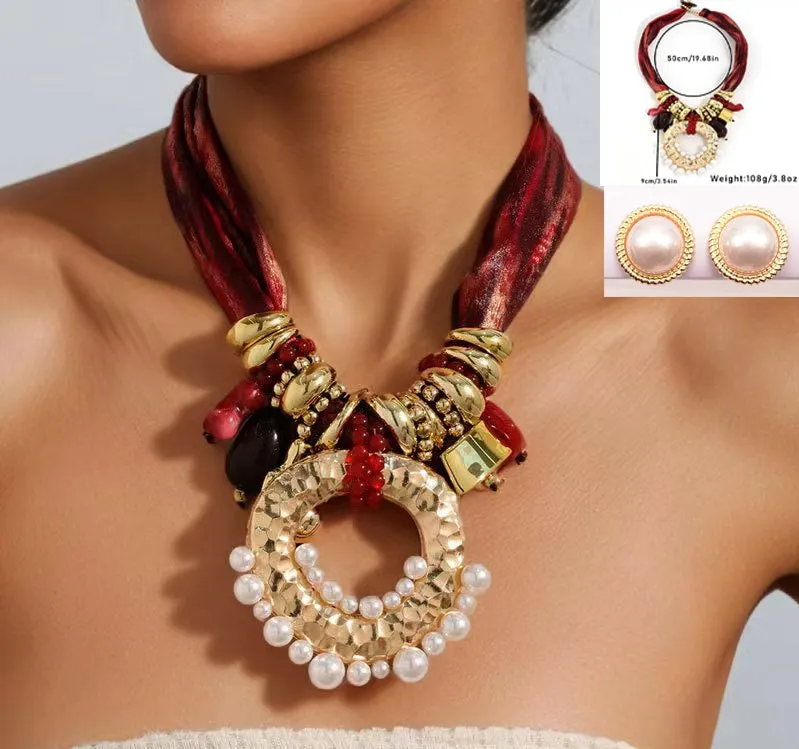 BURGUNDY GOLD NECKLACE SET ( 1605 BY ) sold by Oh My Jewelry