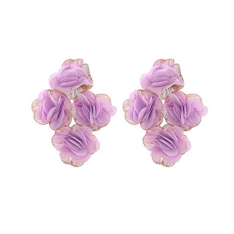 GOLD PURPLE FLOWER EARRINGS ( 35 PP ) made by Oh My Jewelry