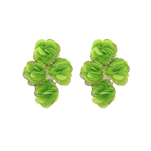 GOLD GREEN FLOWER EARRINGS ( 35 GN ) sold by Oh My Jewelry