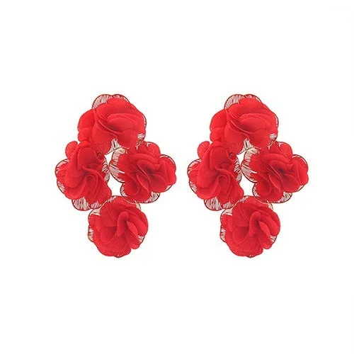 GOLD RED PRINT FLOWER EARRINGS ( 35 RD ) sold by Oh My Jewelry