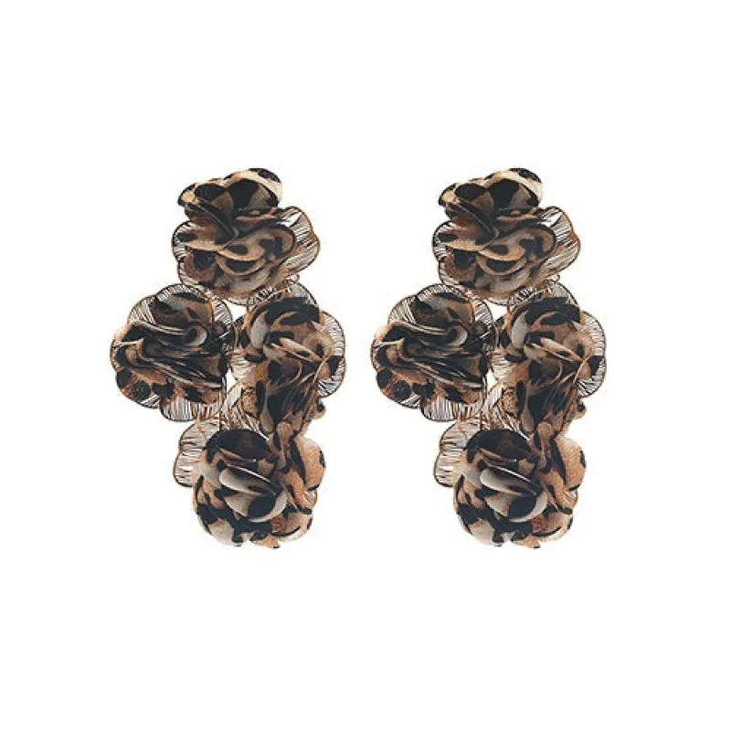 GOLD LEOPARD PRINT FLOWER EARRINGS ( 35 LEO ) sold by Oh My Jewelry