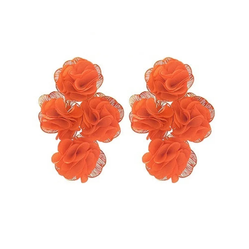 GOLD ORANGE FLOWER EARRINGS ( 35 OR ) made by Oh My Jewelry