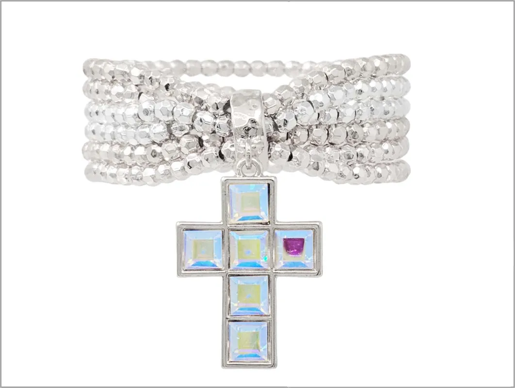 SILVER BRACELET CROSS AB STONES ( 04100 S ) made by Oh My Jewelry