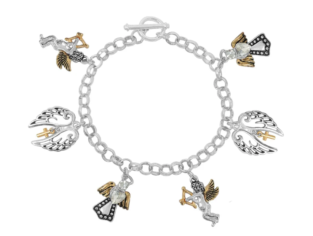 SILVER ANGEL CHARM BRACELET ( 03688 TTCR ) made by Oh My Jewelry