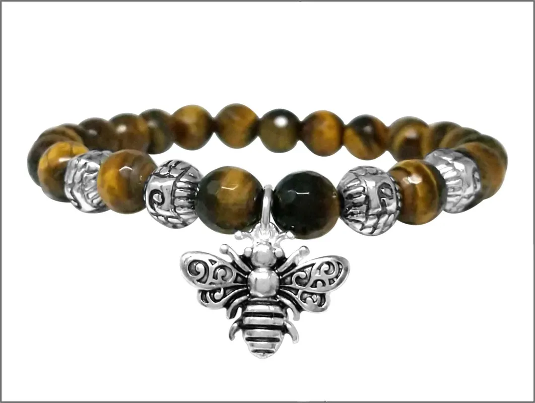 SILVER BROWN BEE CHARM BRACELET ( 01879 ASTG ) sold by Oh My Jewelry