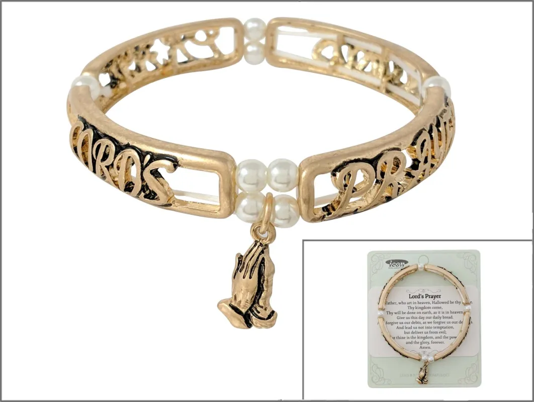 GOLD STRETCH BRACELET LORD'S PRAYER ( 01693 WGPL ) sold by Oh My Jewelry