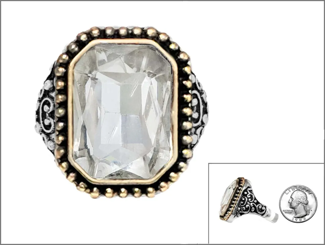 SILVER CLEAR RING ( 0689 TTCR ) made by Oh My Jewelry
