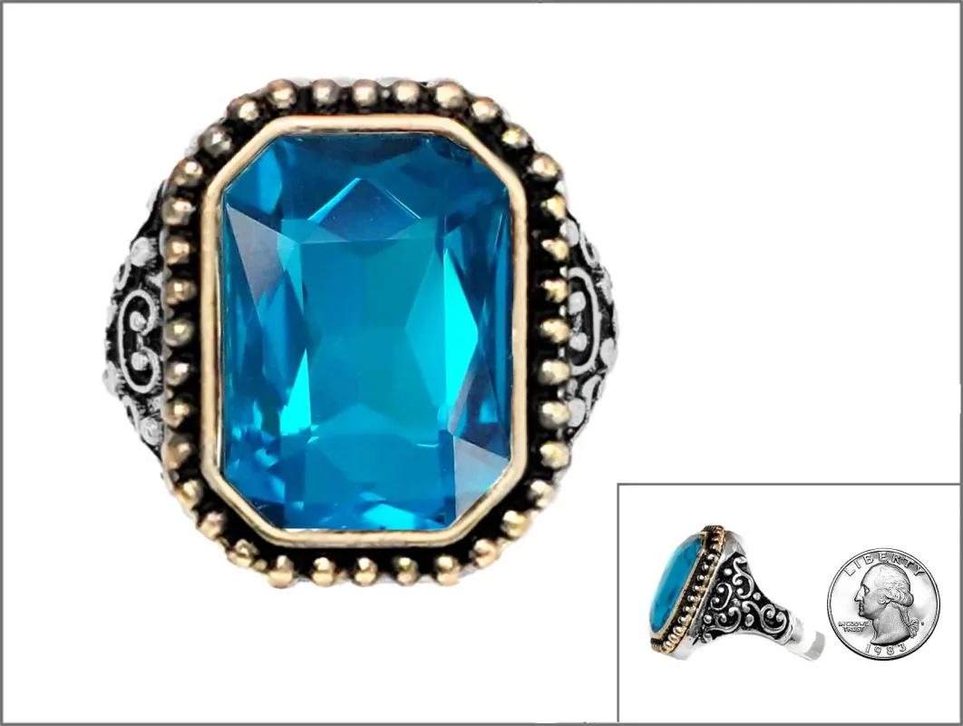 SILVER AQUA RING ( 0689 TTAQ ) sold by Oh My Jewelry