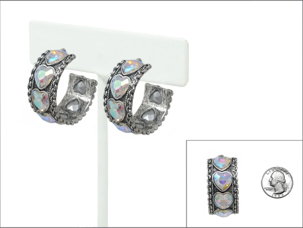 SILVER HOOP EARRINGS HEART ( 8540 SBAB ) made by Oh My Jewelry