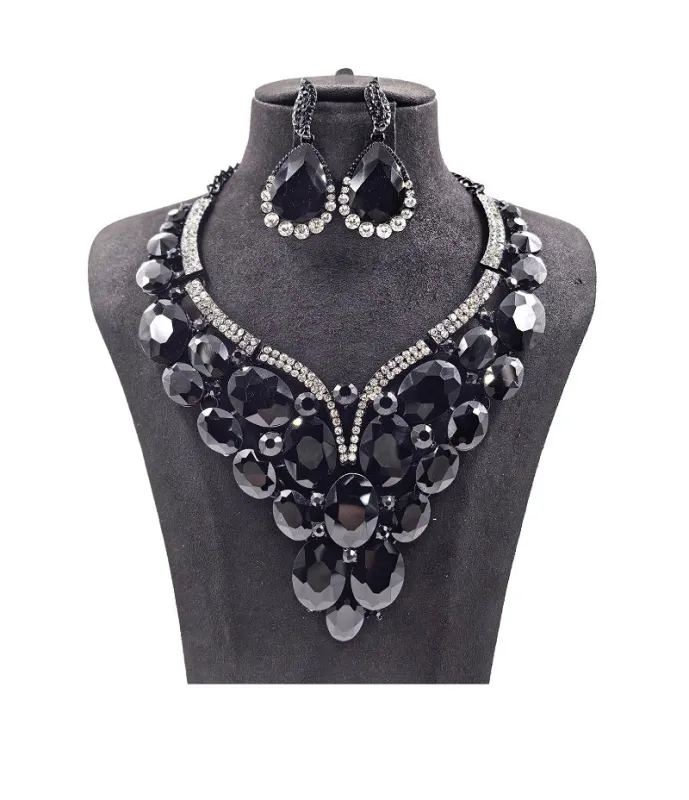 SILVER NECKLACE SET LARGE STONES ( 0093 4J ) made by Oh My Jewelry