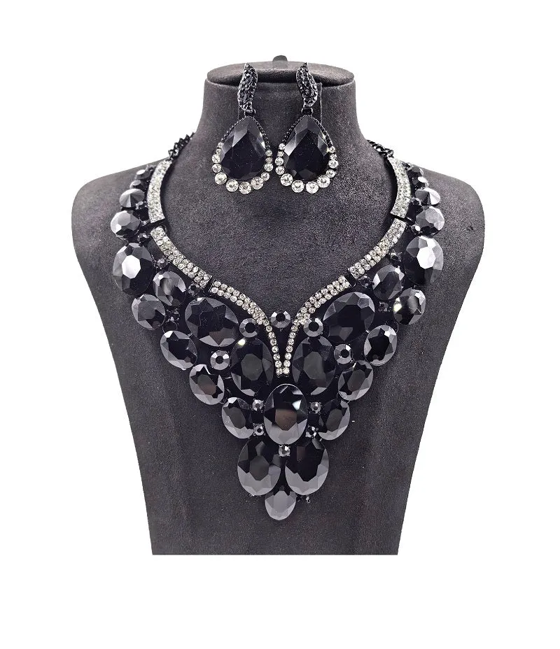 SILVER NECKLACE SET LARGE STONES ( 0093 4J ) sold by Oh My Jewelry