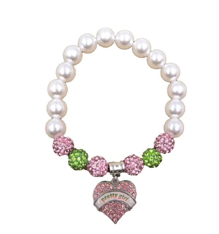 PINK GREEN CHARM BRACELET ( 0367 3PG ) made by Oh My Jewelry
