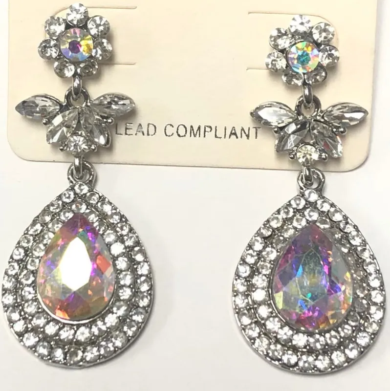 SILVER EARRINGS CLEAR AB STONES ( 1132 2AB ) sold by Oh My Jewelry