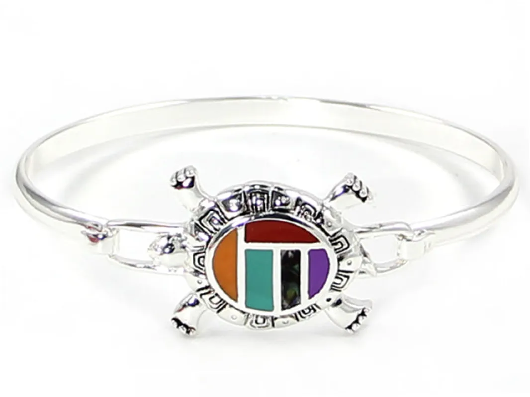 SILVER TURTLE BANGLE MULTICOLOR ( 6756 ASMX ) sold by Oh My Jewelry