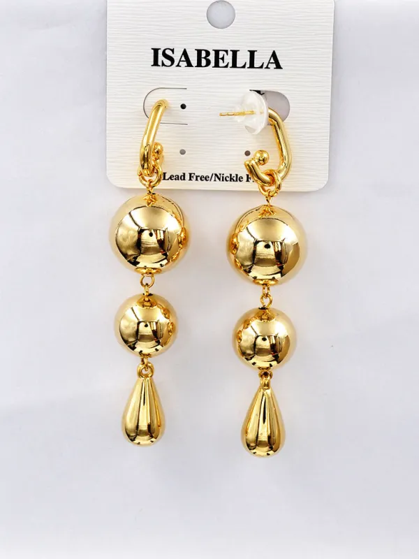 GOLD DANGLING EARRINGS ( 253114 G ) made by Oh My Jewelry