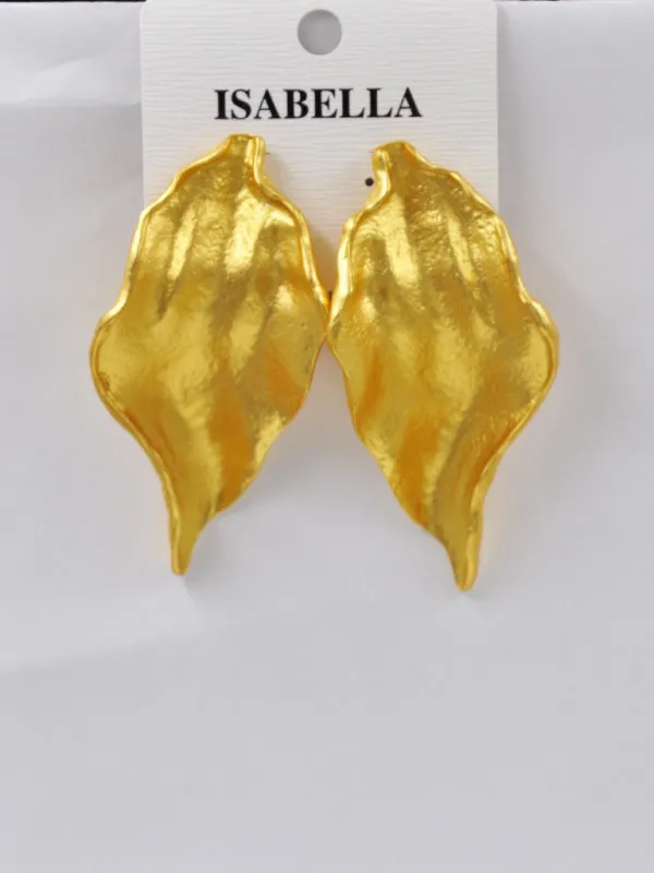 MATTE GOLD LEAF EARRINGS ( 261433 MG ) made by Oh My Jewelry