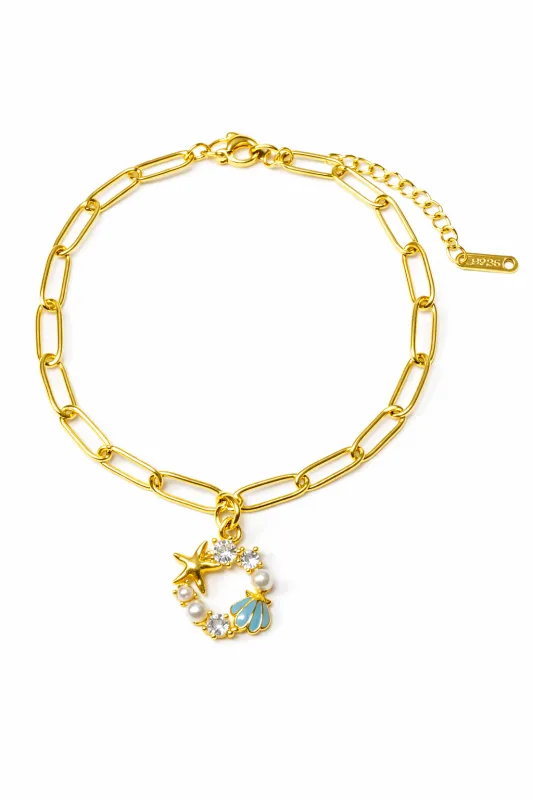 GOLD ANKLET SEA CHARMS ( 3413 G ) made by Oh My Jewelry