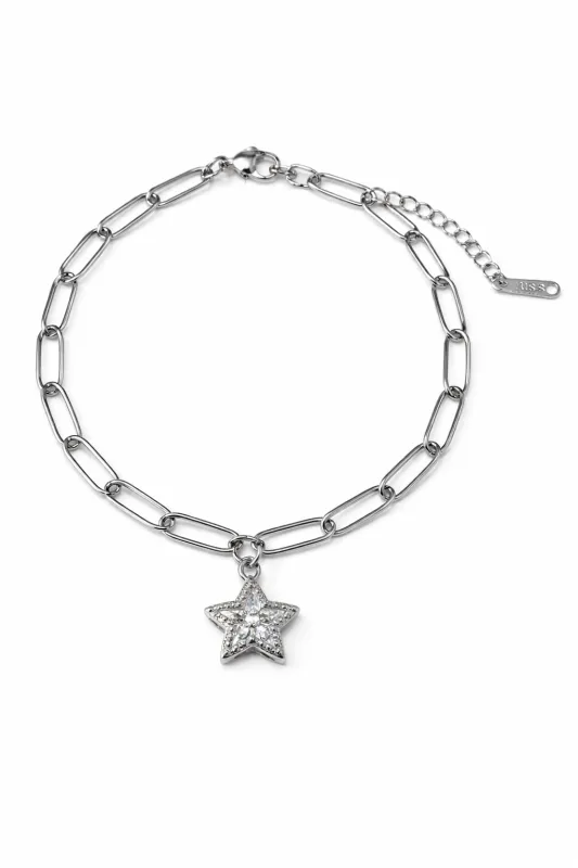 SILVER ANKLET STAR CHARM ( 3422 S ) made by Oh My Jewelry