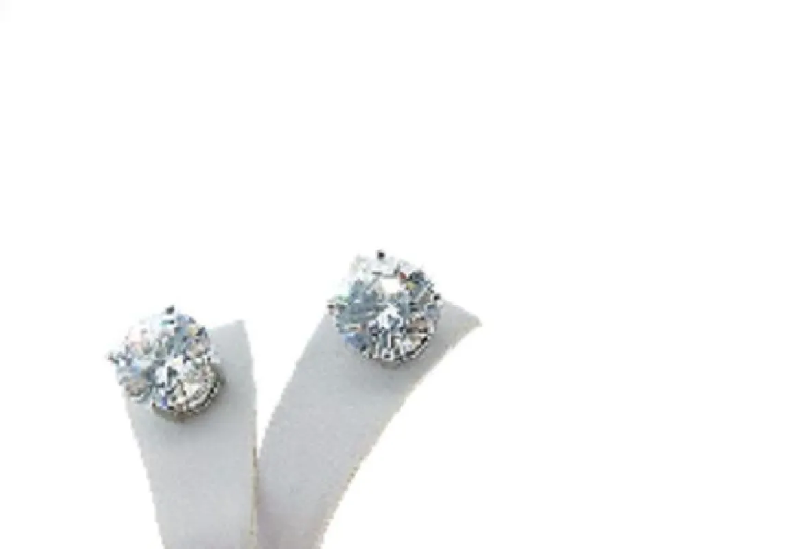 7mm SILVER CLEAR CUBIC ZIRCONIA STUD EARRINGS ( 0007-3C ) made by Oh My Jewelry