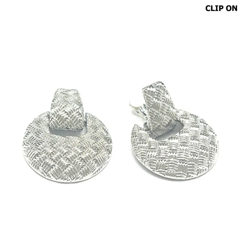 SILVER BRASS CLIP ON EARRINGS ( 1170 RH ) sold by Oh My Jewelry