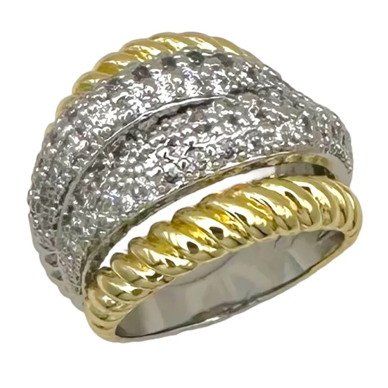 SILVER GOLD RING CLEAR CZ STONES SIZE 10 ( 2278 10 ) made by Oh My Jewelry
