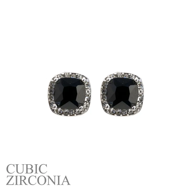 8mm BLACK SQUARE CZ CUBIC ZIRCONIA EARRINGS ( 21506 JT ) sold by Oh My Jewelry