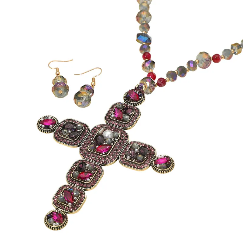 PURPLE CROSS NECKLACE SET ( 660 PP ) made by Oh My Jewelry
