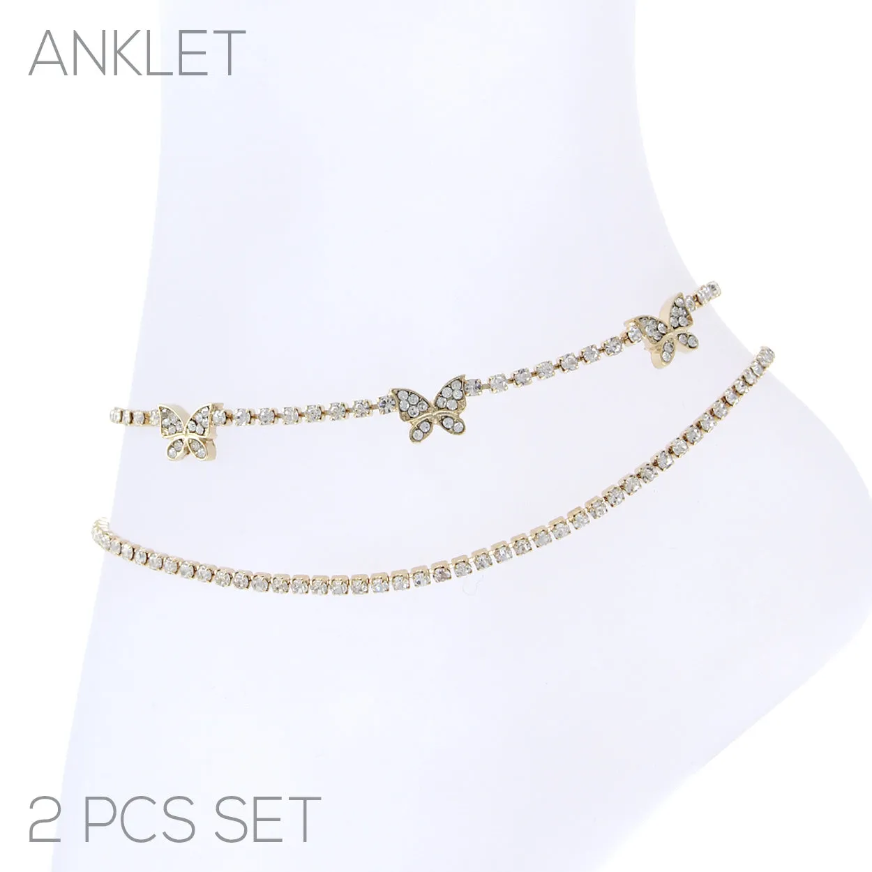 GOLD BUTTERFLY ANKLET CLEAR STONES ( 84130 ACRG ) sold by Oh My Jewelry
