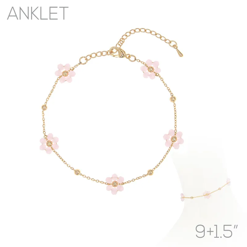 GOLD ROSE FLOWER ANKLET ( 84507 ARWOG ) made by Rebecca Minkoff