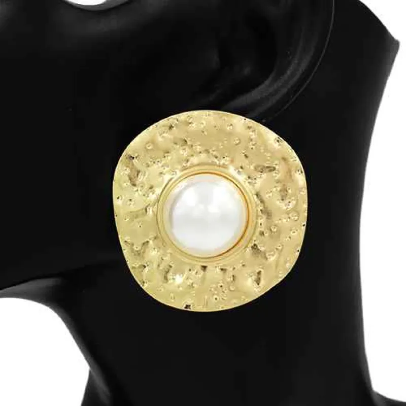 GOLD EARRINGS PEARL ( 2720 GD ) made by Oh My Jewelry