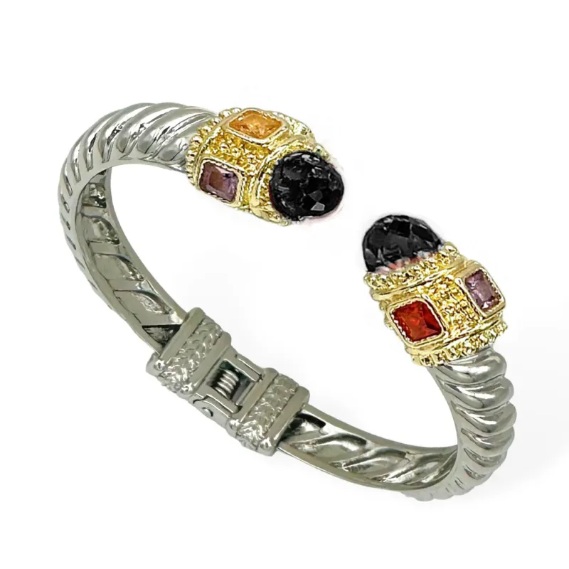 SILVER GOLD CUFF BANGLE BLACK ( 1230 BJ ) made by Oh My Jewelry