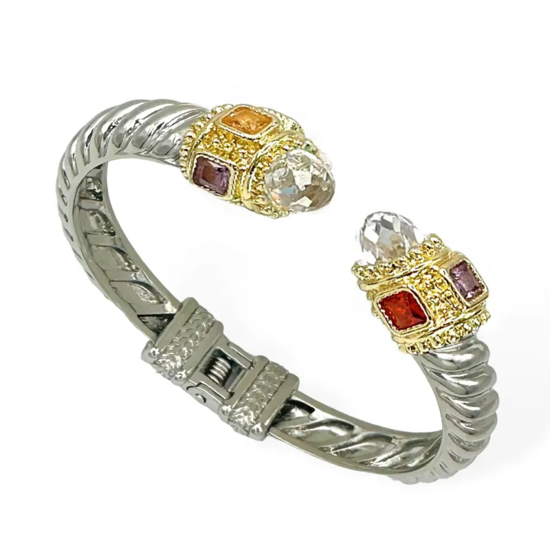 SILVER GOLD CUFF BANGLE CLEAR ( 1230 BC ) made by Oh My Jewelry