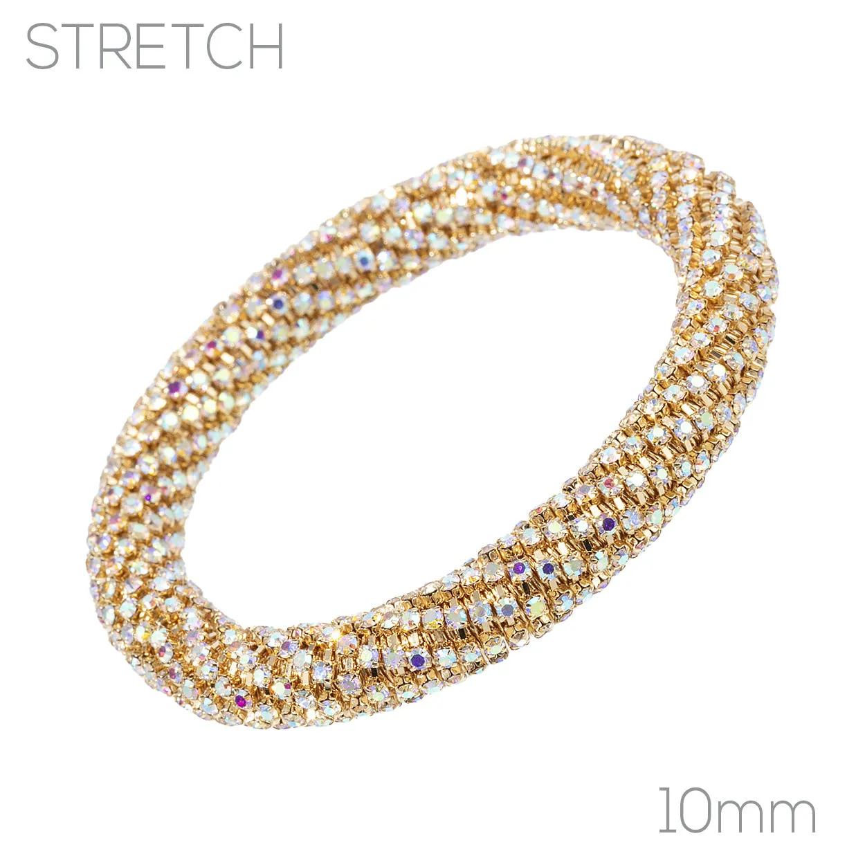 RHINESTONE STRETCH BANGLE GOLD AB ( 84562 ABG ) sold by Oh My Jewelry